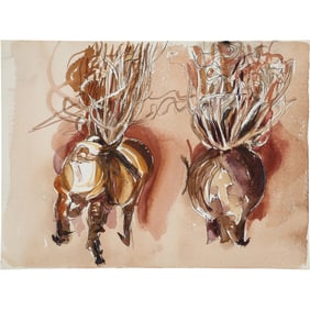Robert Angeloch, Unsigned, Watercolor Painting on Paper, Plants Still Life