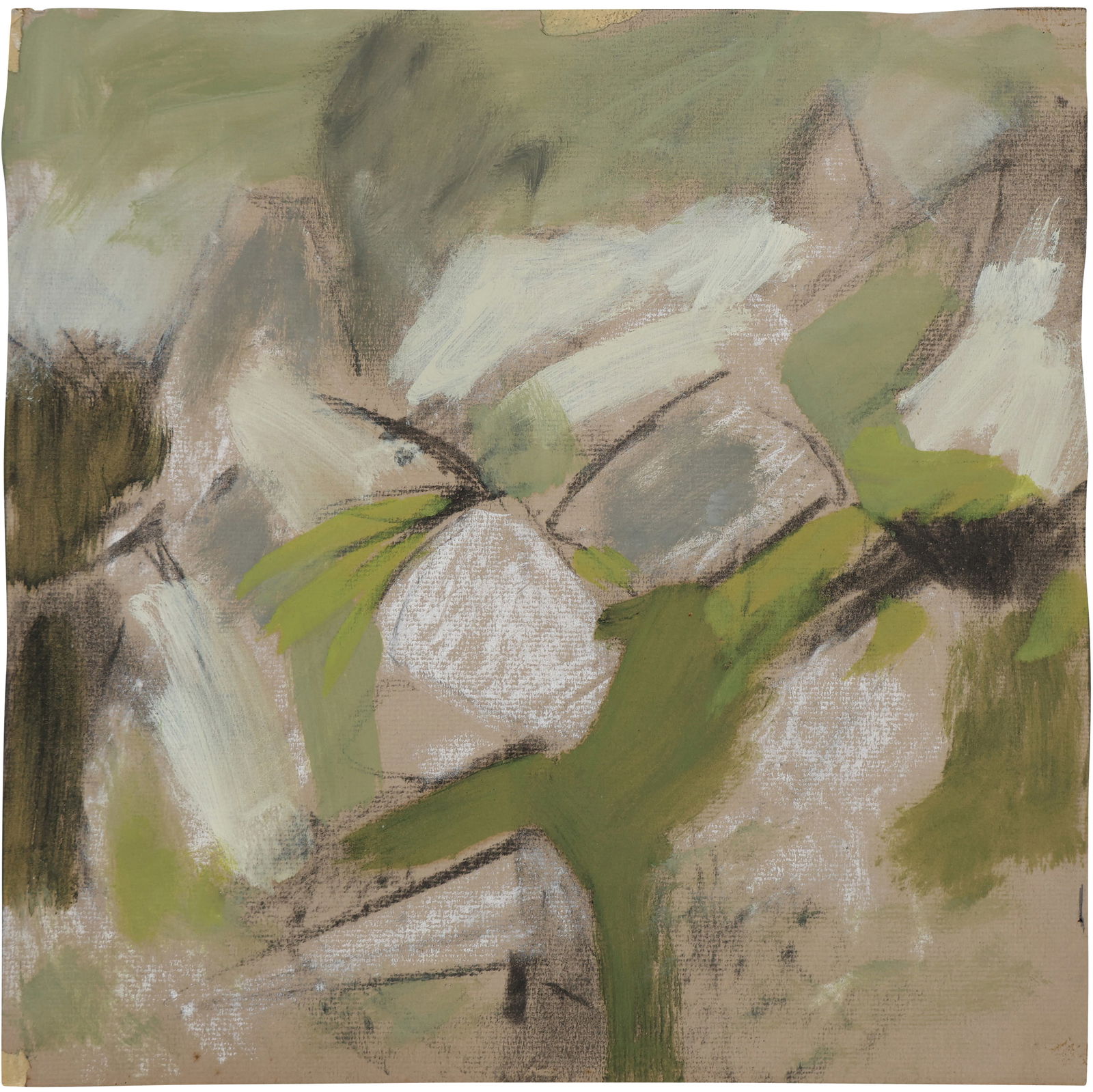 Robert Angeloch, Unsigned, Mixed Media Painting on Paper, Landscape (1 of 10)
