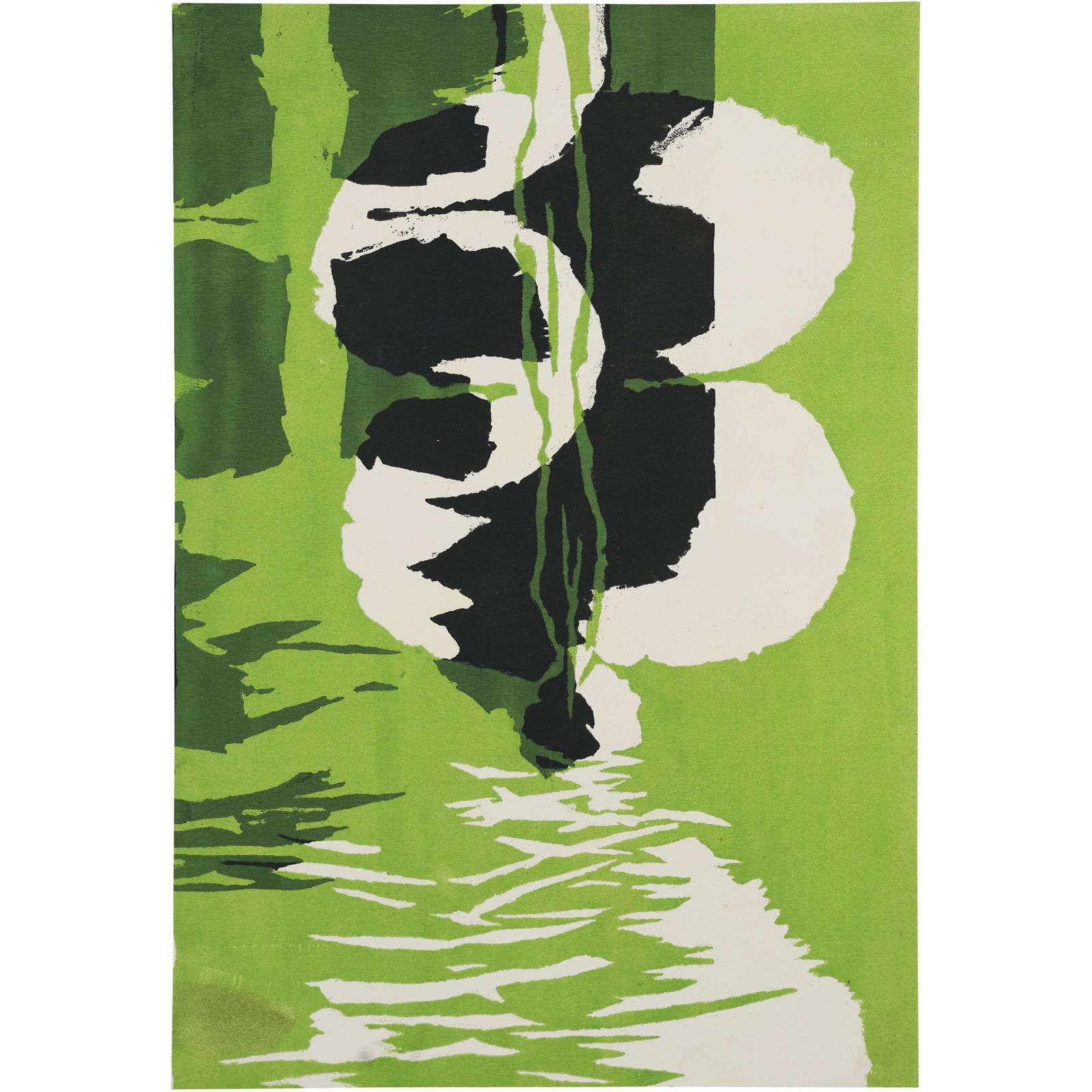 Robert Angeloch, Unsigned, Watercolor Painting on Paper, Green Abstract Modernism (1 of 10)