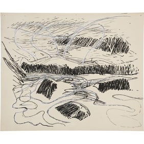 Robert Angeloch, Unsigned, Ink Drawing on Paper, Landscape