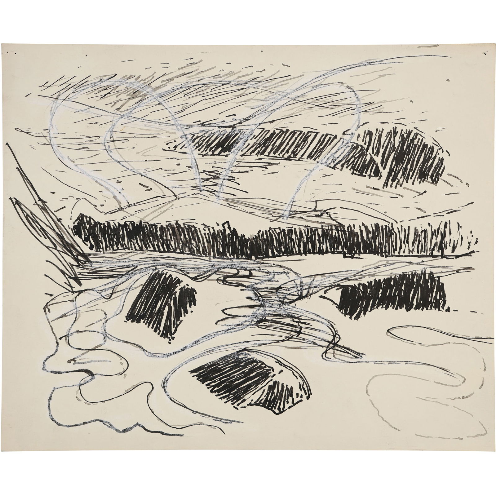 Robert Angeloch, Unsigned, Ink Drawing on Paper,  Landscape (1 of 10)