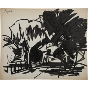 Robert Angeloch, Signed, Ink Drawing on Paper, Landscape