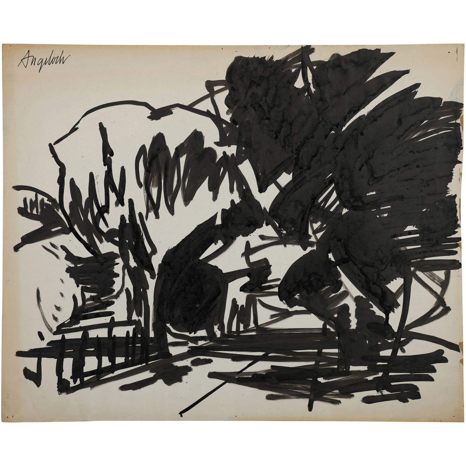 Robert Angeloch, Signed, Ink Drawing on Paper, Landscape (1 of 10)