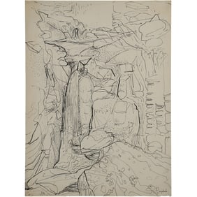 Robert Angeloch, Unsigned, Ink Drawing on Paper, Landscape