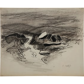 Robert Angeloch, Unsigned, Ink Drawing on Paper, Coastal Seascape