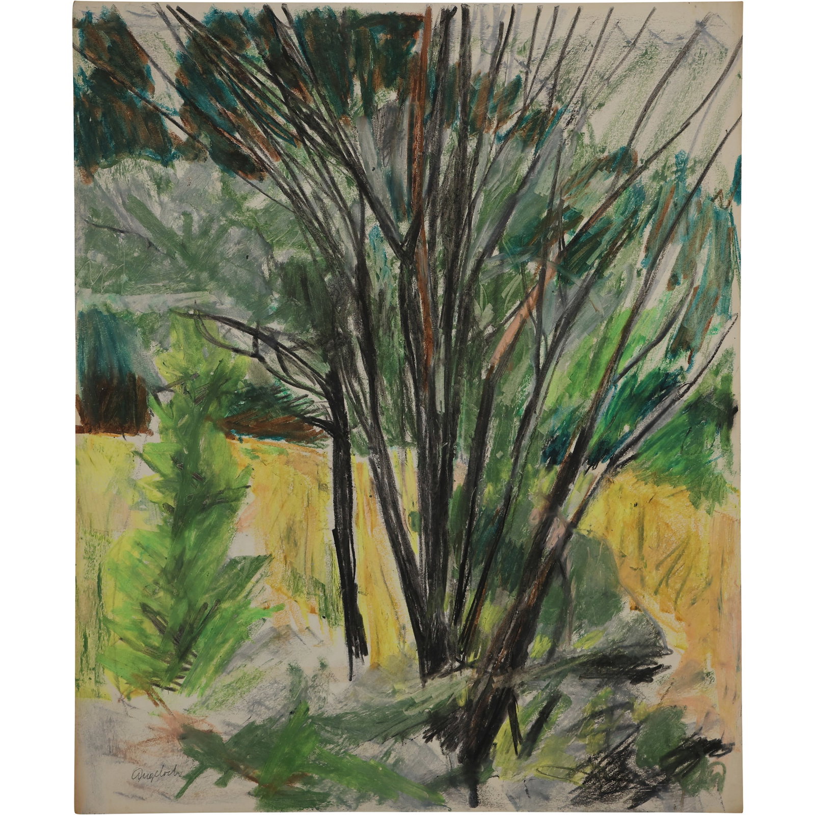 Robert Angeloch, Unsigned, Watercolor Painting on Paper, Woodland Landscape: Robert Angeloch, Unsigned, Watercolor Painting on Paper, Woodland Landscape, size: 14h x 17w ; Robert Henry Angeloch (1922 - 2011) was active/lived in New York. Robert Angeloch is known for Etcher and