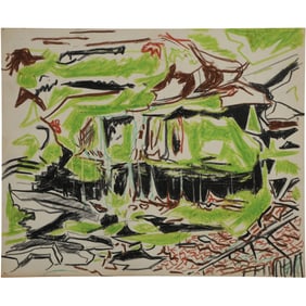 Robert Angeloch, Unsigned, Crayon Drawing on Paper, Modernism Landscape