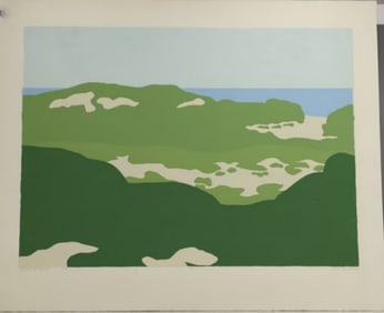 Robert Angeloch 1922-2011, Color Woodcut, Signed & Dated 1978 "Dunes at Nauset" #4/15