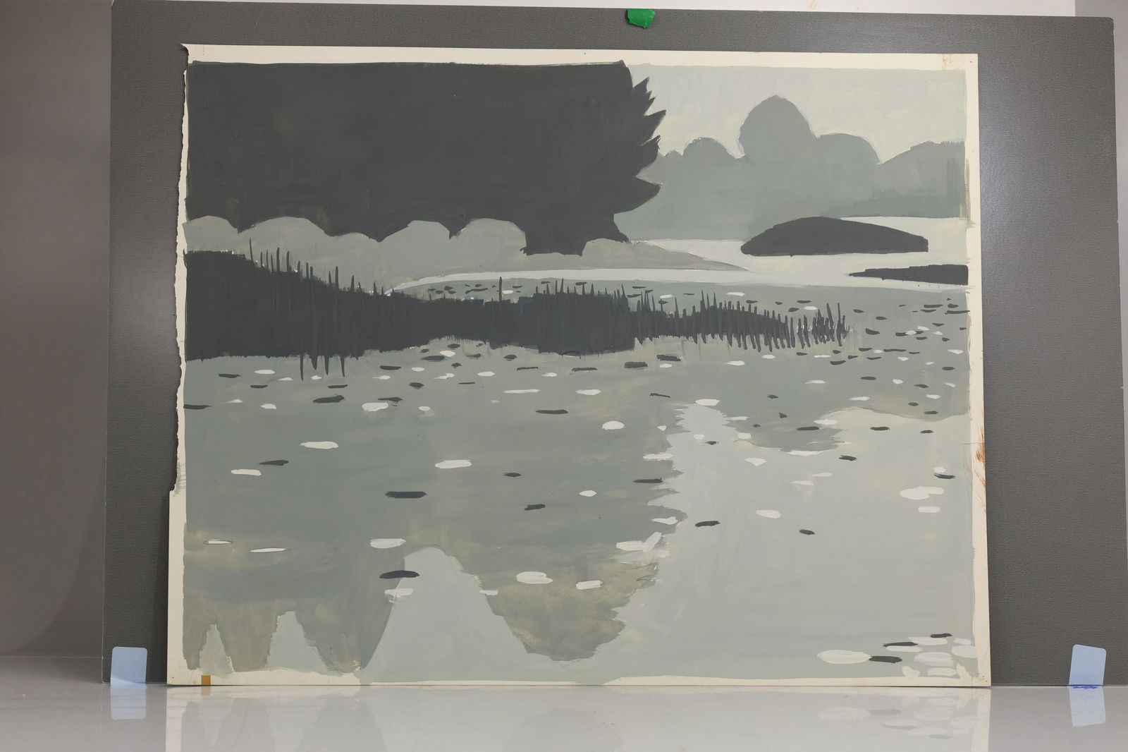 Robert Angeloch, Unsigned, Watercolor Painting, Reflections on Lake Landscape (1 of 11)