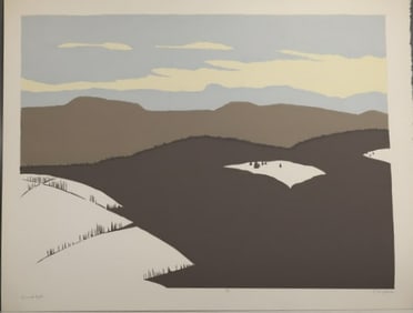 Robert Angeloch 1922-2011, Color Woodcut, Signed, "Vermont Winter" #4/10