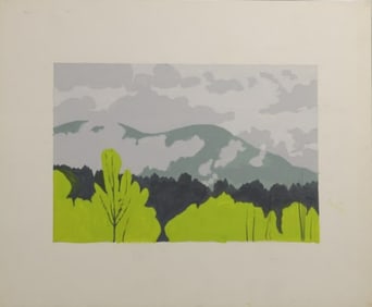 Robert Angeloch 1922-2011, Original Watercolor Painting Study for the Woodcut