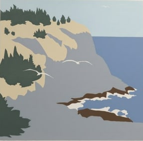 Robert Angeloch 1922-2011, Color Woodcut, Signed, Dated 1979, "Gulls at Whitehead" A/P/3