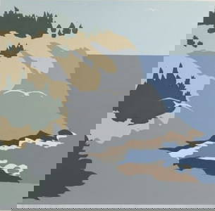 Robert Angeloch 1922-2011, Color Woodcut, Signed, Dated 1979, "Gulls at Whitehead" A/P/3