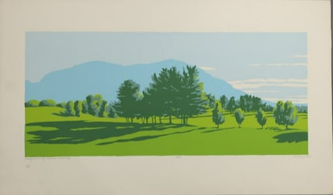 Robert Angeloch 1922-2011, Color Woodcut, Early Morning Second Fairway #19/50, Dated 1978