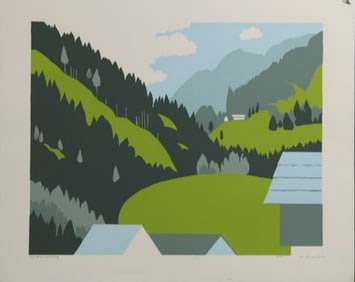Robert Angeloch 1922-2011, Color Woodcut, Signed, Dated 1978 "Unterweng" #28/_?