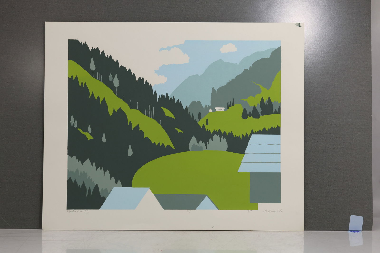 Robert Angeloch 1922-2011, Color Woodcut, Signed, Dated 1978 "Unterweng" #28/_? (1 of 13)