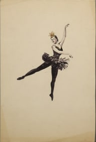 Robert Angeloch 1922-2011, Watercolor Painting Signed, Dated 1946, Ballerina Dancer