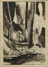 Robert Angeloch 1922-2011, Watercolor Painting on Paper, Signed, Dated 1948, Woodland
