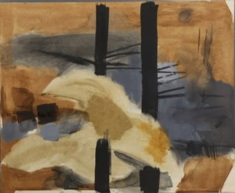 Robert Angeloch 1922-2011, Watercolor Painting on Paper, Unsigned, Browns, Tans Landscape