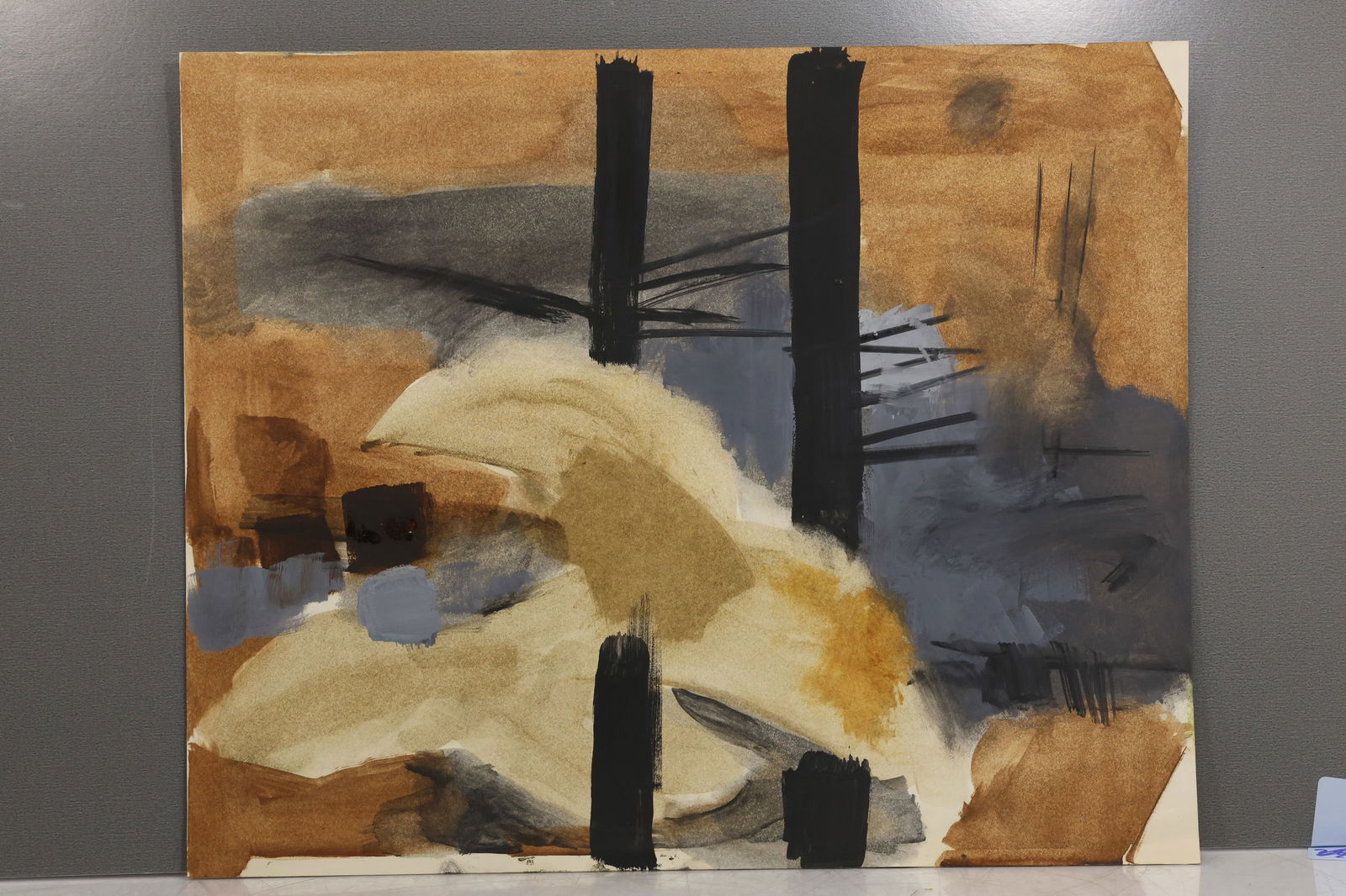 Robert Angeloch 1922-2011, Watercolor Painting on Paper, Unsigned, Browns, Tans Landscape (1 of 14)