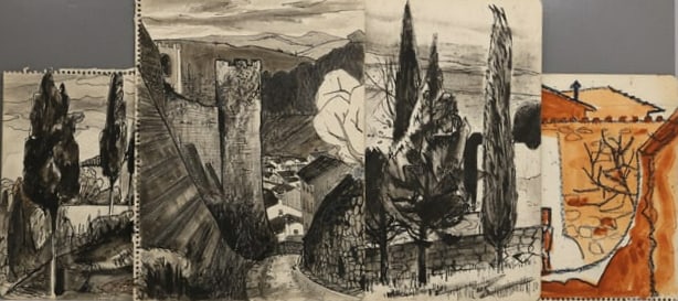 Robert Angeloch 1922-2011, Grouping of 4 Assorted Watercolors on Paper, Unsigned