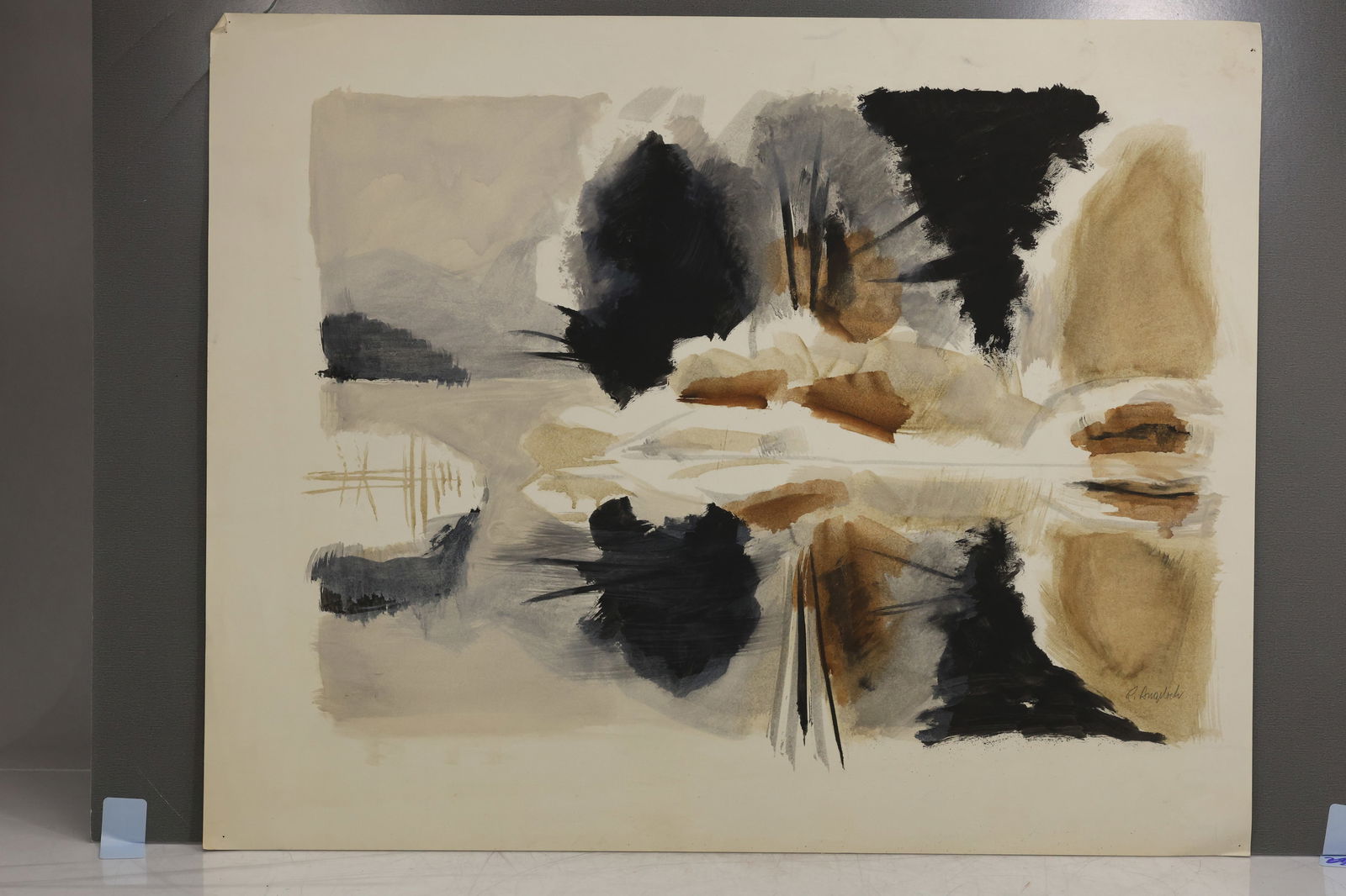 Robert Angeloch 1922-2011, Watercolor on Paper, Signed, Lake Reflection (1 of 18)