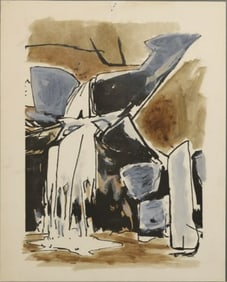 Robert Angeloch 1922-2011, Watercolor Painting on Paper, Unsigned, Waterfalls
