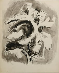 Robert Angeloch 1922-2011, Watercolor Painting on Paper, Signed, Dated 1958, Apple Tree Sculpture