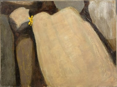 Robert Angeloch 1922-2011, Oil Painting on Canvas, Unsigned, Yellow Wild Flower in Rocks
