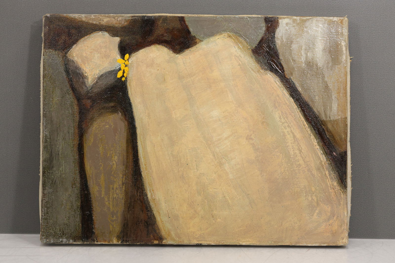 Robert Angeloch 1922-2011, Oil Painting on Canvas, Unsigned, Yellow Wild Flower in Rocks (1 of 14)