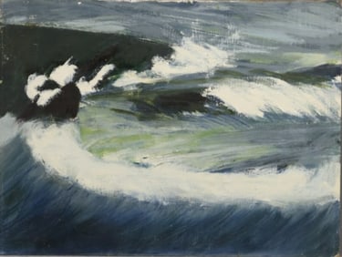 ROBERT ANGELOCH 1922-2011 Woodstock NY - "SEASCAPE" Oil on Board Painting ; Unigned