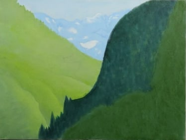 ROBERT ANGELOCH 1922-2011 Woodstock NY - ABOVE The SOCA RIVER, SLOVENIA 1997 Oil on Board Painting
