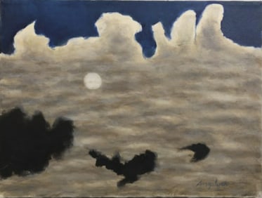 ROBERT ANGELOCH 1922-2011 Woodstock NY - MOONLIT CLOUDS Oil on Canvas Painting. Signed on Front