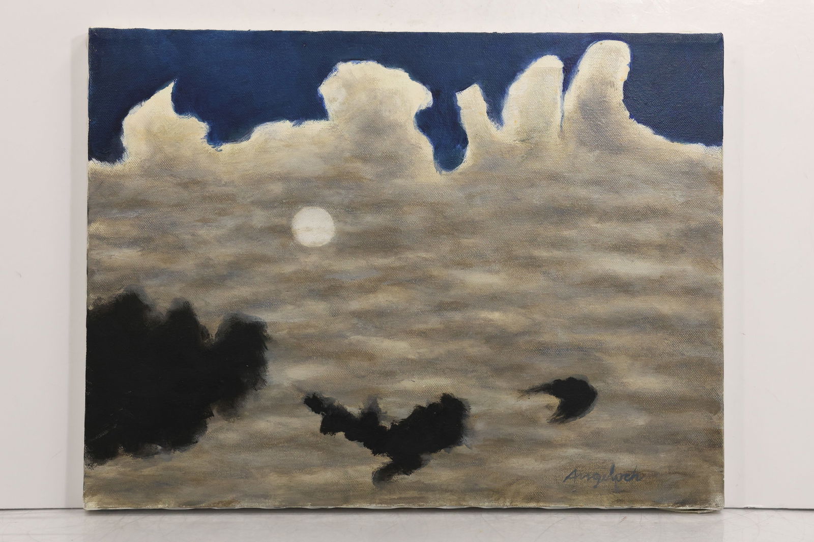 ROBERT ANGELOCH 1922-2011 Woodstock NY - MOONLIT CLOUDS Oil on Canvas Painting. Signed on Front (1 of 11)