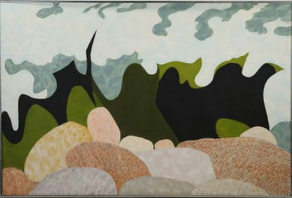 ROBERT ANGELOCH 1922-2011, Large Oil on Board Painting, Signed, Dated 1991, "Seaweed & Foam"