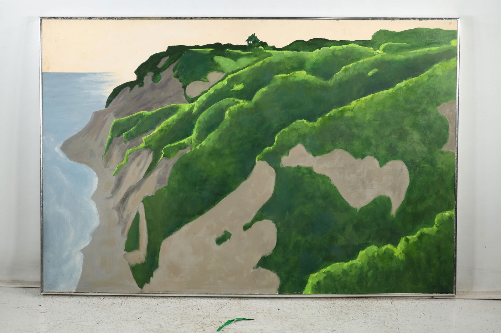 ROBERT ANGELOCH 1922-2011, Large Oil on Board Painting, Signed, House on Hill Coastal Cliffs (1 of 14)