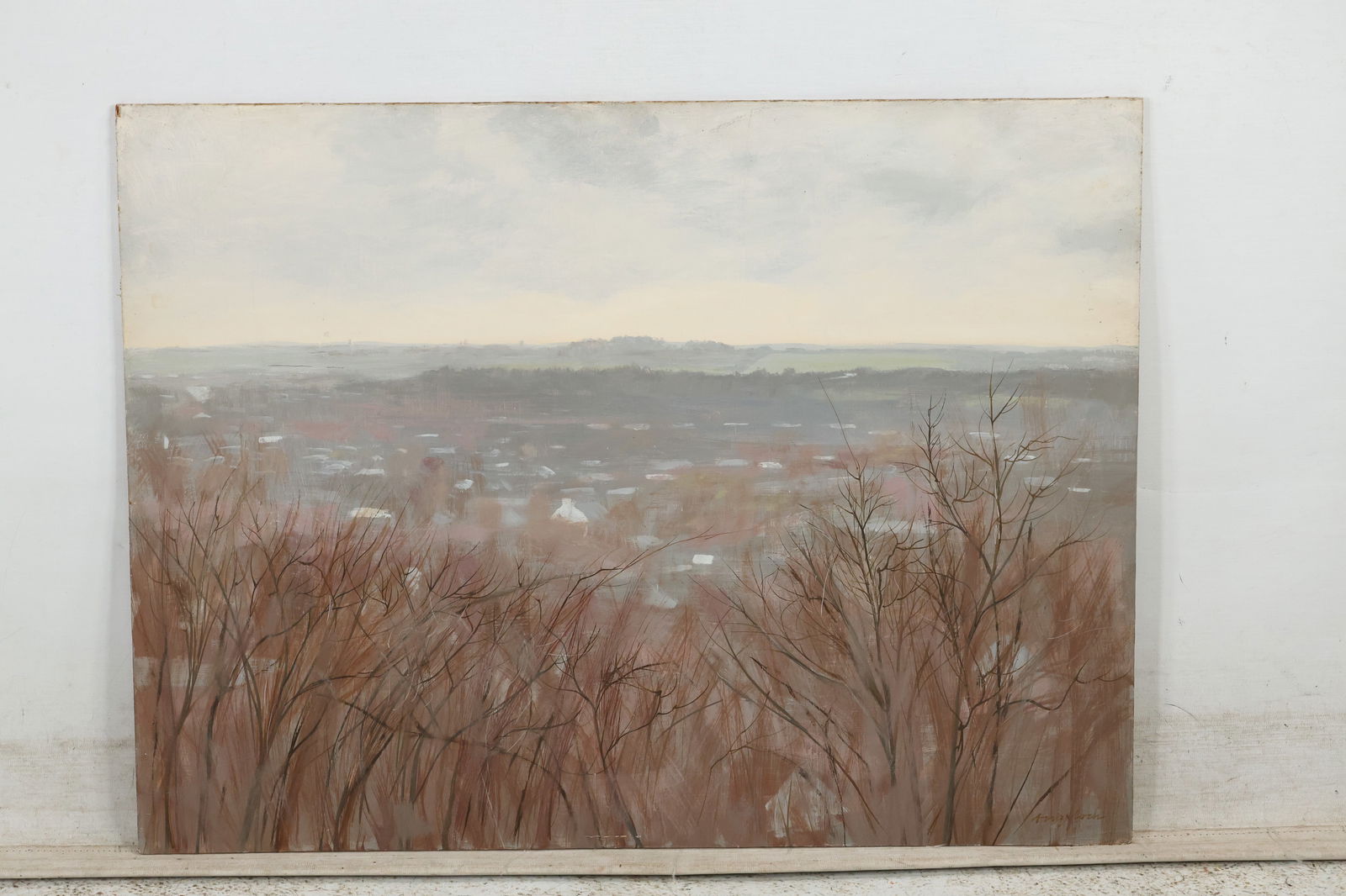 ROBERT ANGELOCH 1922-2011, Oil on Board Painting, Signed, River View Landscape, Artist's Inventory (1 of 15)