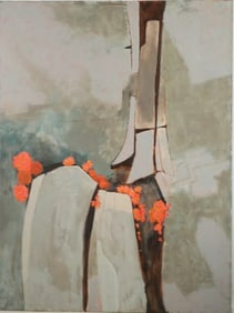 ROBERT ANGELOCH 1922-2011, Large Oil on Board Painting, Signed, Hidden Wild Flowers