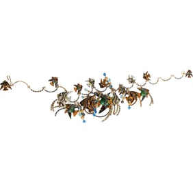 "Lunch At The Ritz" Stunning Jeweled and Enameled Fish Bib Necklace with Rhinestone Fringe