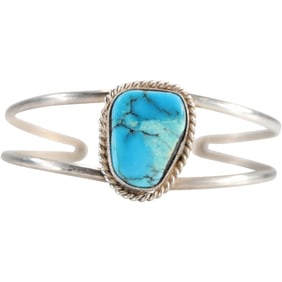 Sterling Silver Native American Turquoise Cuff Bracelet 2 in. x 2 1/4 in.