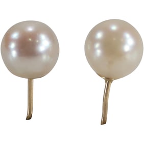 14K Posts Classic White Freshwater Cultured Pearls Stud Earrings 1/4 in.