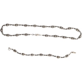Sterling Silver 44.8 grams : .925 Brutalist Necklace 16 in. and Bracelet 7 in. Set