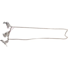 Sterling Silver 18 in. Chain with 3 Egyptian Sterling Pendants Nefertiti, Cleopatra, Sphinx 1 1/8 in