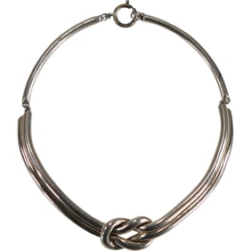 Vismonski Sterling Silver 42.4 grams Lasso Knot Tubular Hard Collar Necklace 6 3/4 in. x 7/8 in.