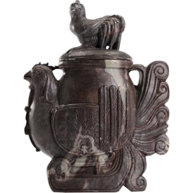 Chinese antique Rooster Figural soapstone water dropper, also known as a scholars water dropper.