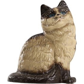 Vintage Hubley Cast Iron Sitting Cat Doorstop in Original Paint Finish 8.5 in. height x 6.5 in. wide