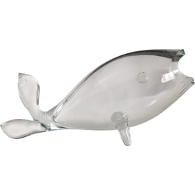 Blenko Crystal Glass FISH Figural Vase , Mid-Century Modern, 9.5 in. height x 17.5 in. length
