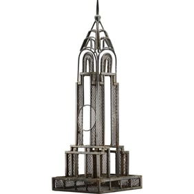 Metal Empire State Building Sculpture Frame for a Clock 18.5 in. height