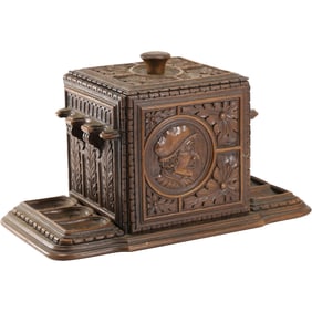 Vintage SYROCO WOOD Pipe Holder Stand Tobacco Humidor 7.5 in. x 13 in. x 7.5 in.