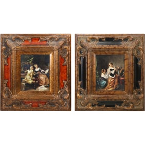 [2] Framed "Young Lady with her Maid" after Johannes Vermeer;  "Her Drawing Master's Critique: after